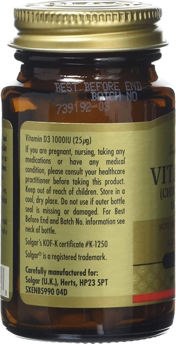 Solgar Vitamin D3 1000iu 90 ταμπλέτες - Image 2